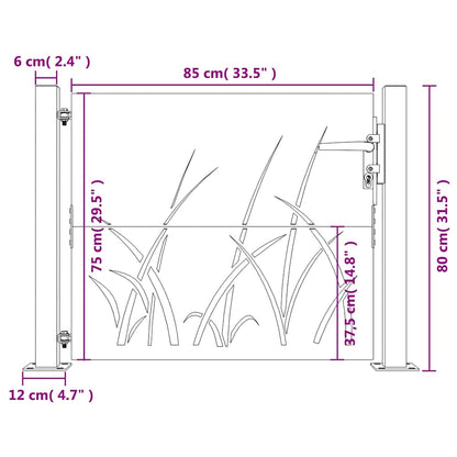 Garden Gate 105x80 cm Corten Steel Grass Design