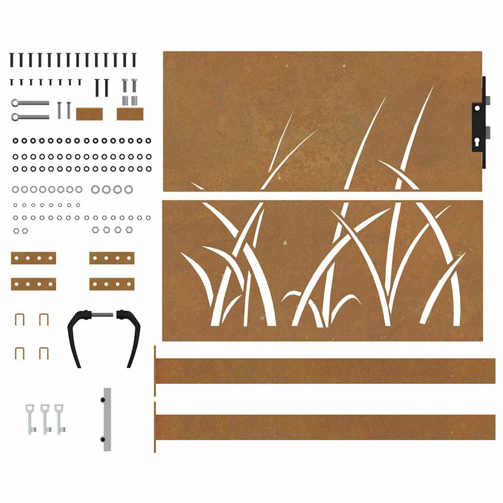 Garden Gate 105x105 cm Corten Steel Grass Design