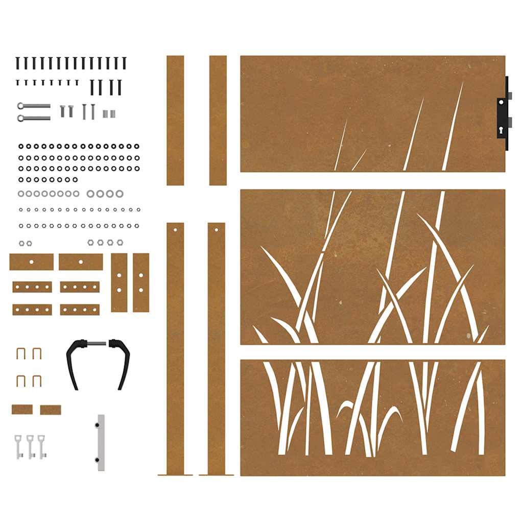 Garden Gate 105x130 cm Corten Steel Grass Design