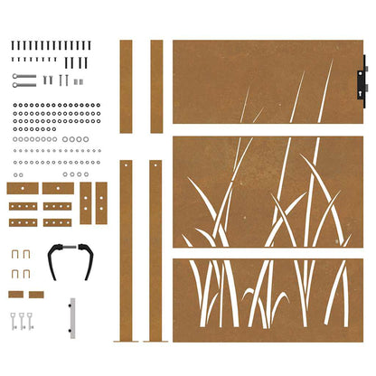 Garden Gate 105x130 cm Corten Steel Grass Design