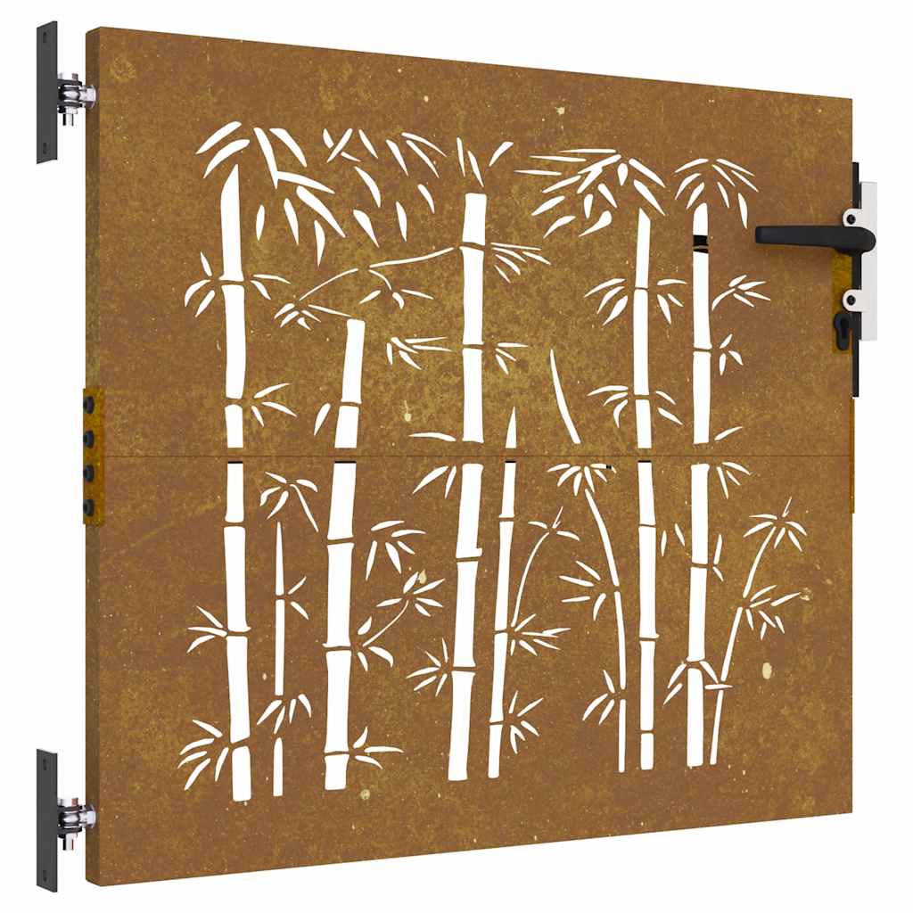 Garden Gate 85x75 cm Corten Steel Bamboo Design
