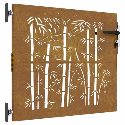 Garden Gate 85x75 cm Corten Steel Bamboo Design