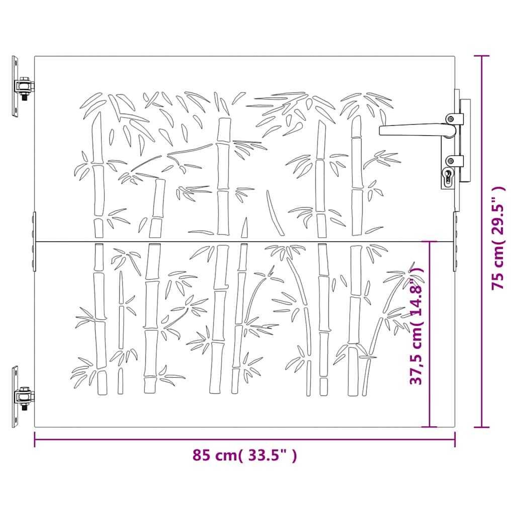 Garden Gate 85x75 cm Corten Steel Bamboo Design