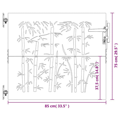 Garden Gate 85x75 cm Corten Steel Bamboo Design