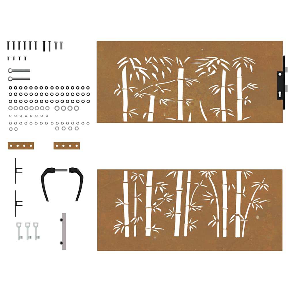 Garden Gate 85x100 cm Corten Steel Bamboo Design