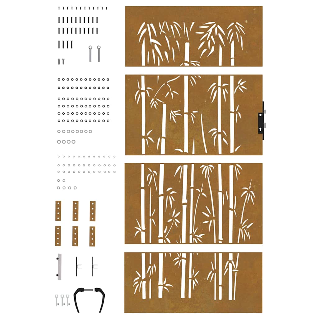Garden Gate 85x175 cm Corten Steel Bamboo Design