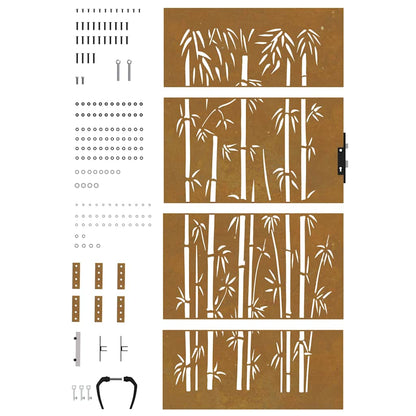 Garden Gate 85x175 cm Corten Steel Bamboo Design