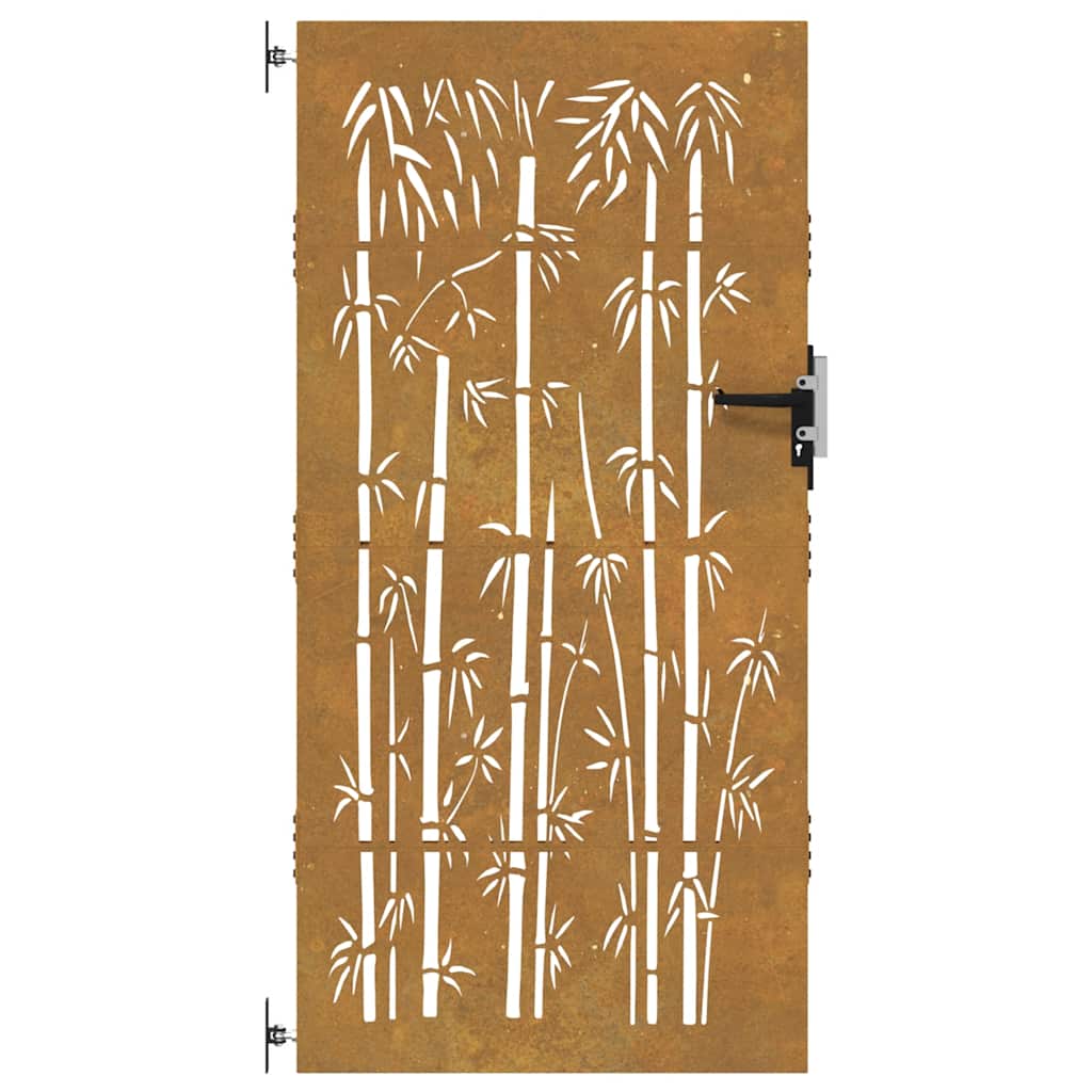 Garden Gate 85x200 cm Corten Steel Bamboo Design