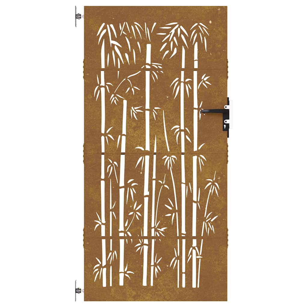 Garden Gate 85x200 cm Corten Steel Bamboo Design