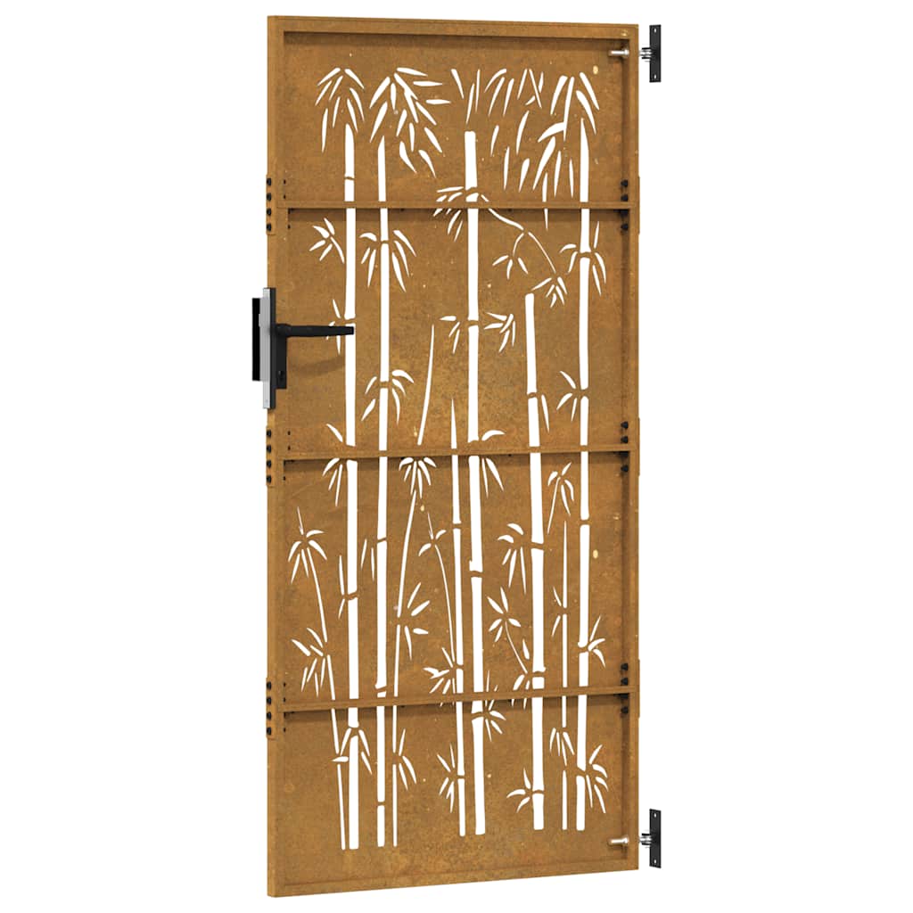 Garden Gate 85x200 cm Corten Steel Bamboo Design