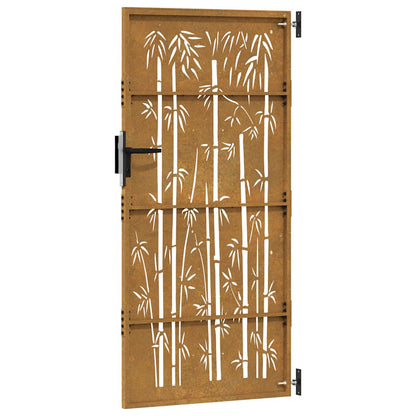 Garden Gate 85x200 cm Corten Steel Bamboo Design