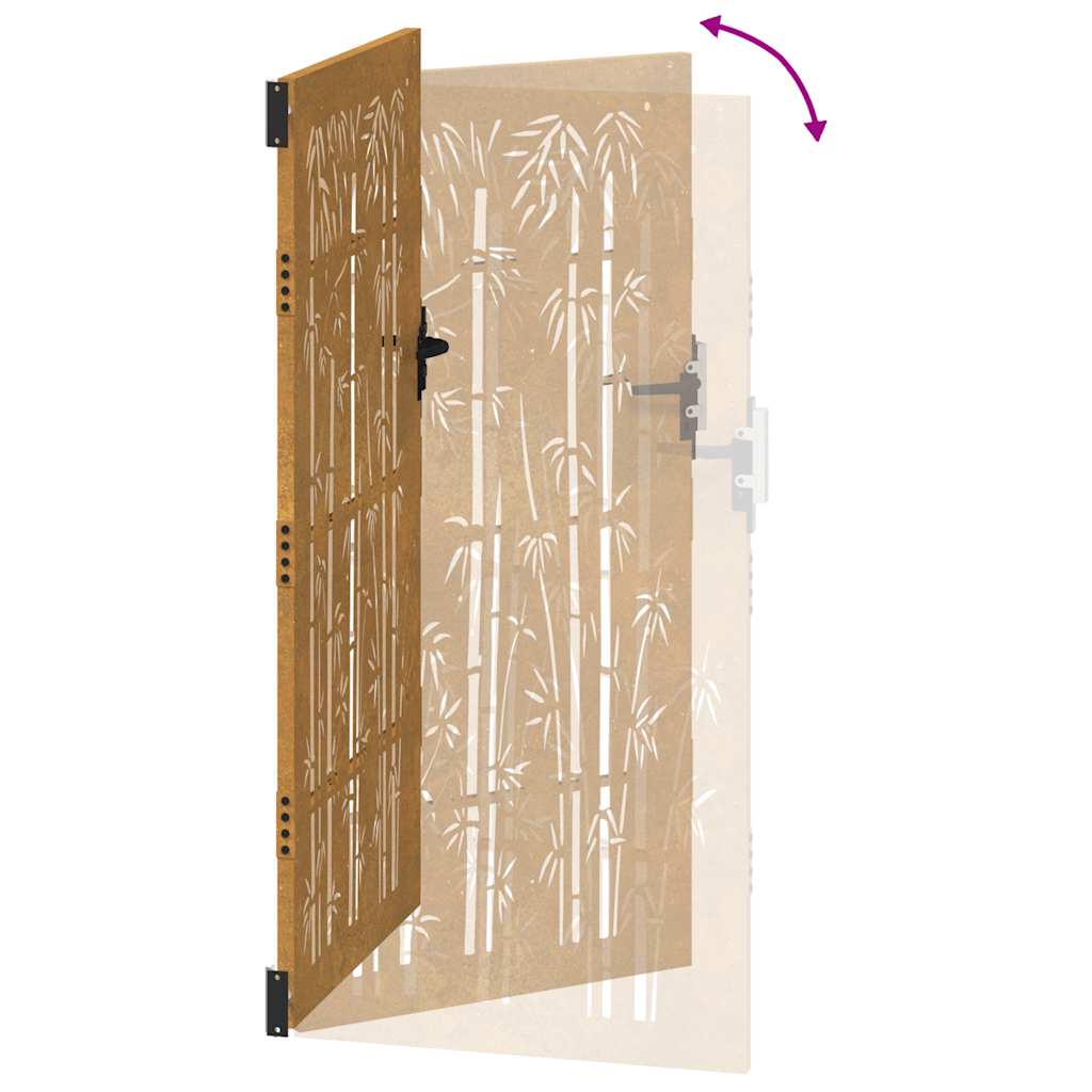 Garden Gate 85x200 cm Corten Steel Bamboo Design
