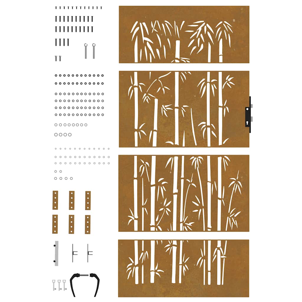 Garden Gate 85x200 cm Corten Steel Bamboo Design