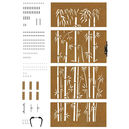 Garden Gate 85x200 cm Corten Steel Bamboo Design