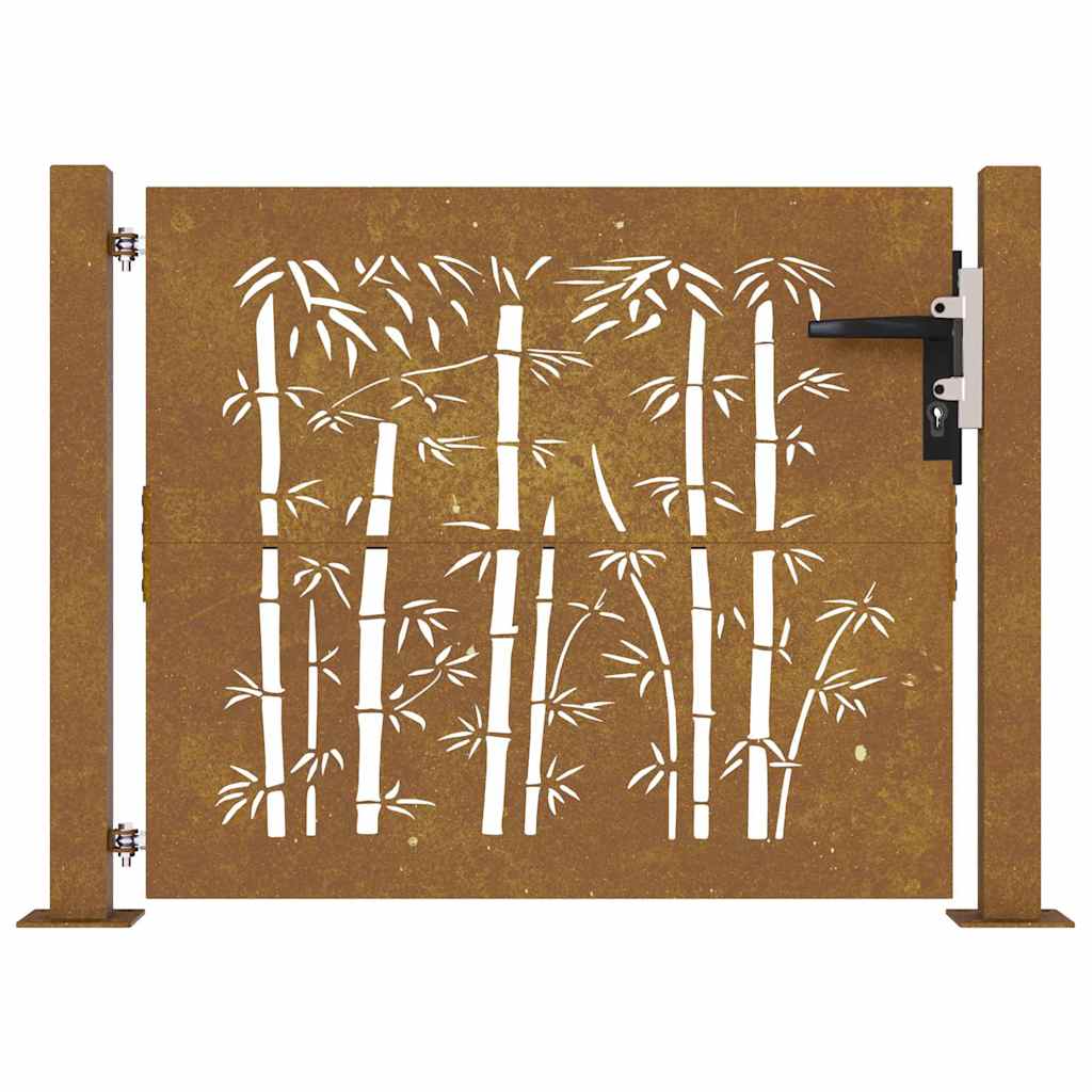 Garden Gate 105x80 cm Corten Steel Bamboo Design