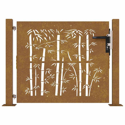 Garden Gate 105x80 cm Corten Steel Bamboo Design