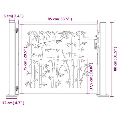 Garden Gate 105x80 cm Corten Steel Bamboo Design