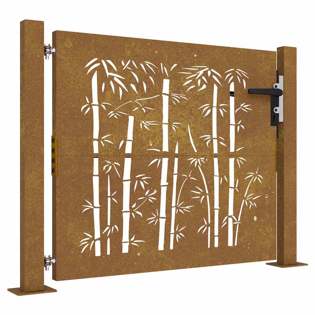 Garden Gate 105x105 cm Corten Steel Bamboo Design
