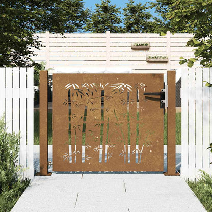 Garden Gate 105x105 cm Corten Steel Bamboo Design