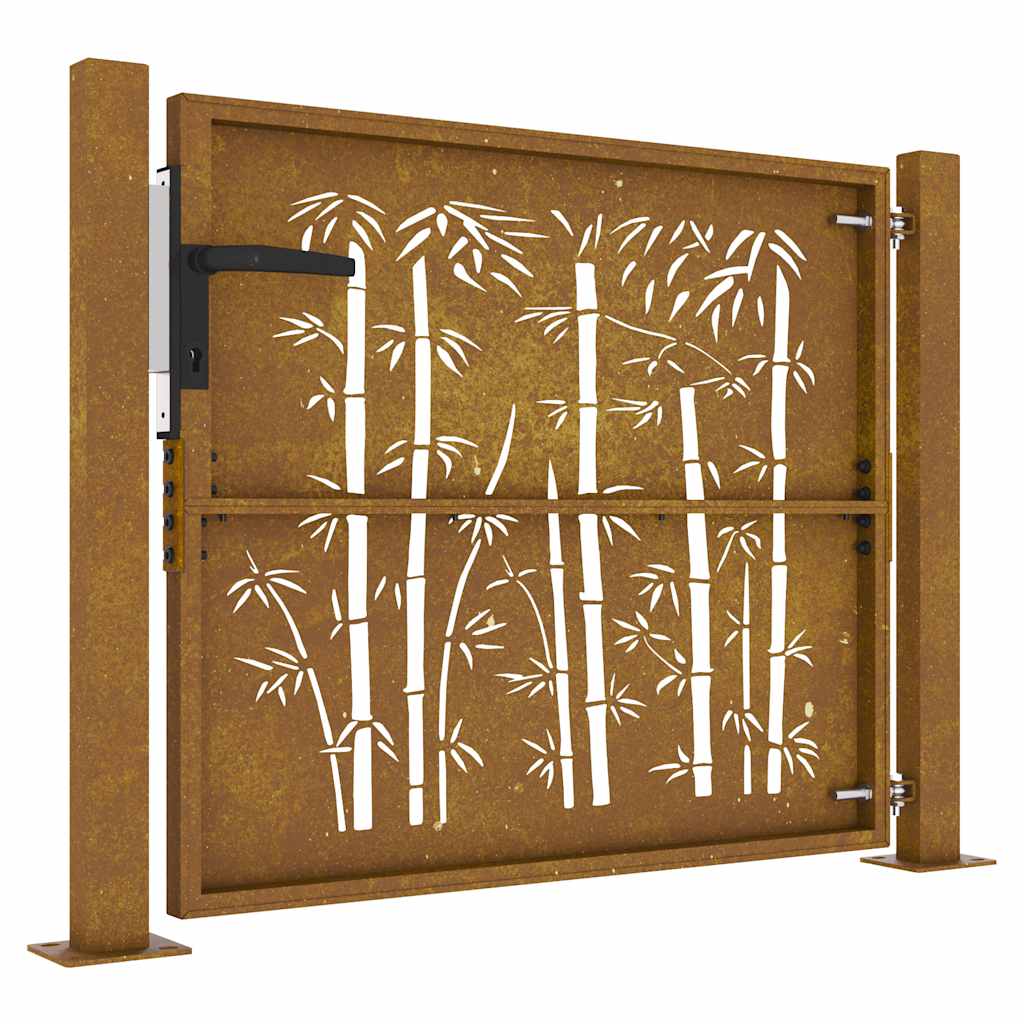 Garden Gate 105x105 cm Corten Steel Bamboo Design