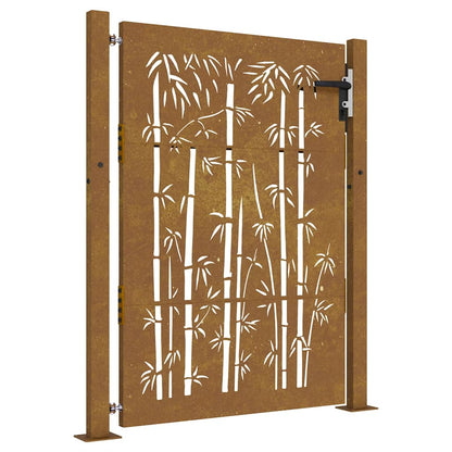 Garden Gate 105x130 cm Corten Steel Bamboo Design