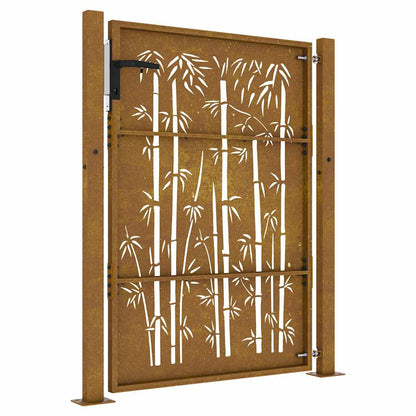 Garden Gate 105x130 cm Corten Steel Bamboo Design