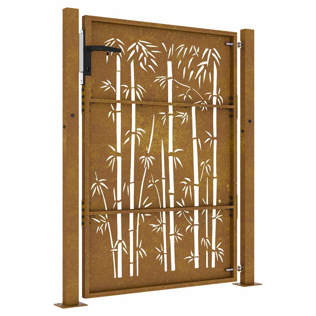 Garden Gate 105x155 cm Corten Steel Bamboo Design