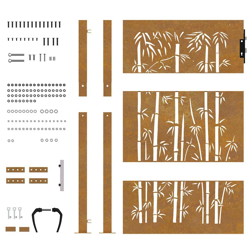 Garden Gate 105x155 cm Corten Steel Bamboo Design