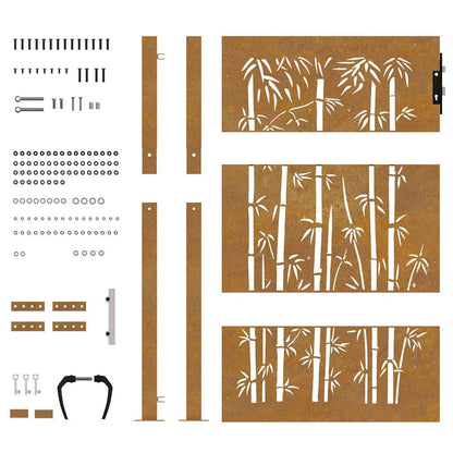 Garden Gate 105x155 cm Corten Steel Bamboo Design