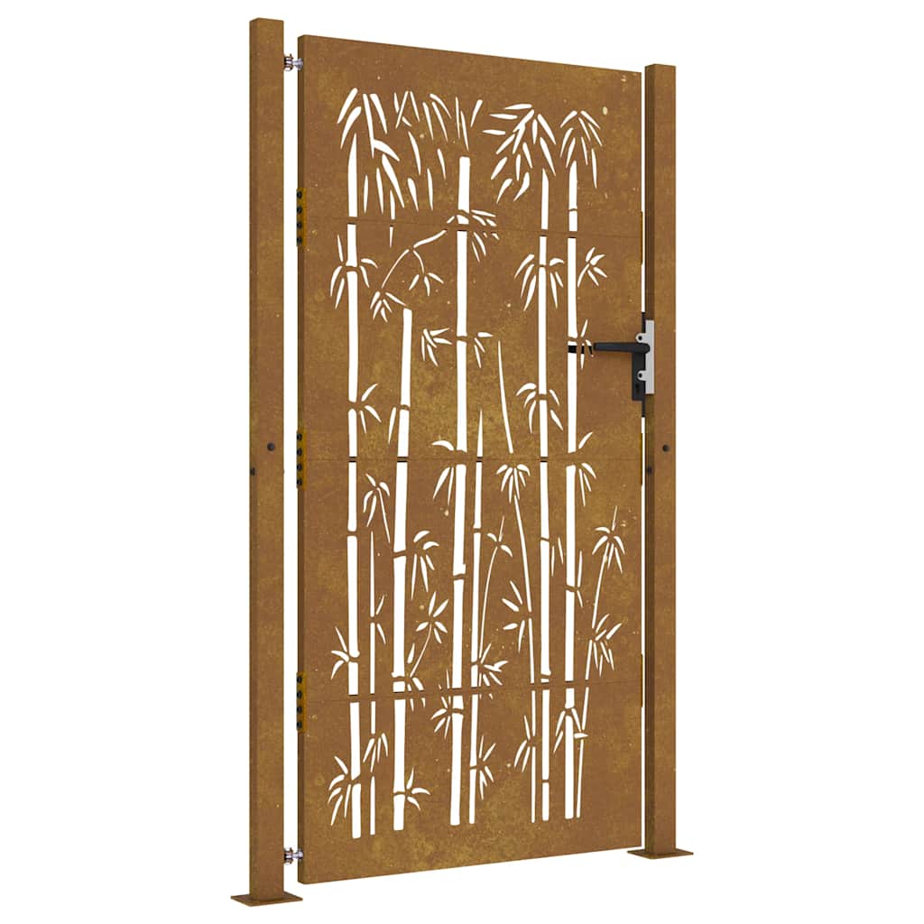 Garden Gate 105x180 cm Corten Steel Bamboo Design