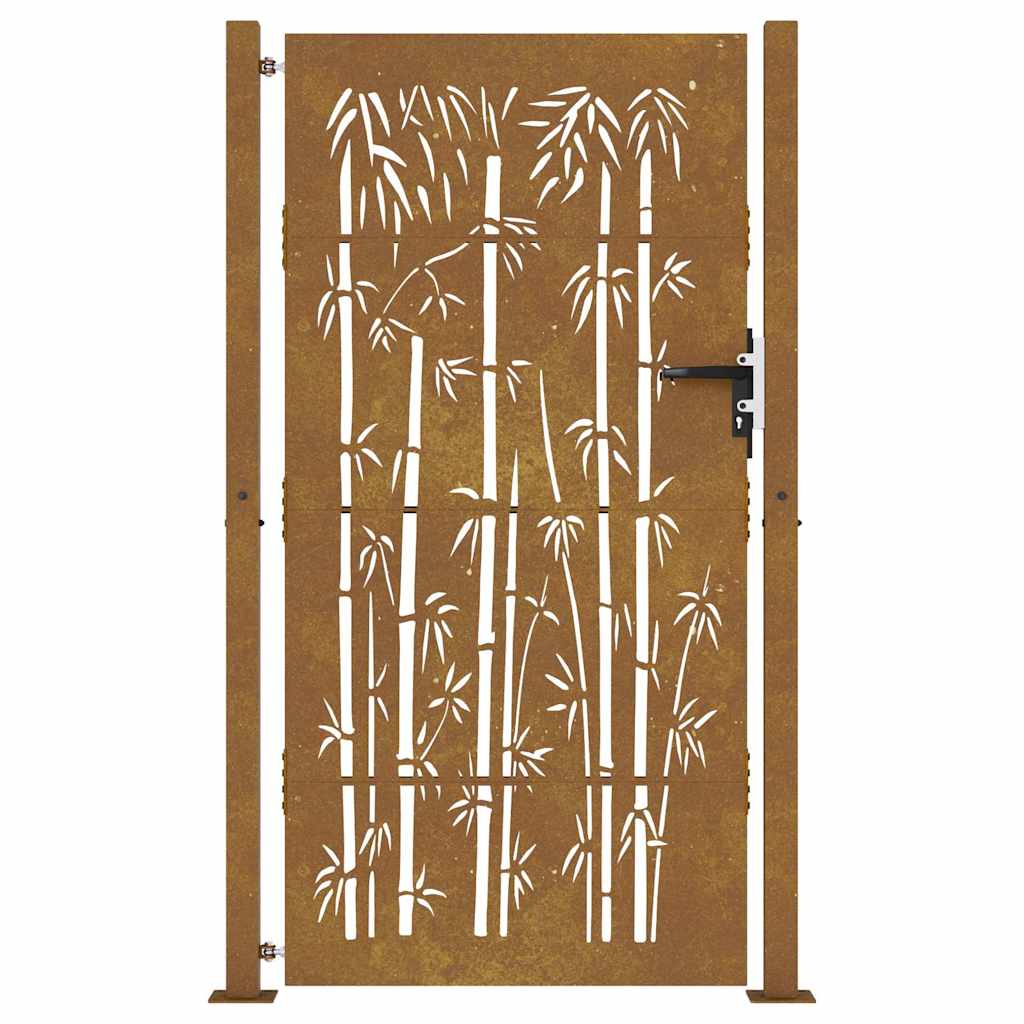Garden Gate 105x180 cm Corten Steel Bamboo Design