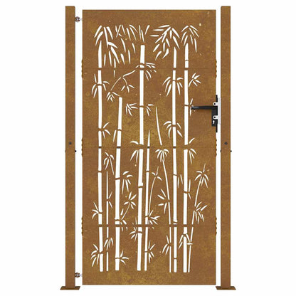 Garden Gate 105x180 cm Corten Steel Bamboo Design