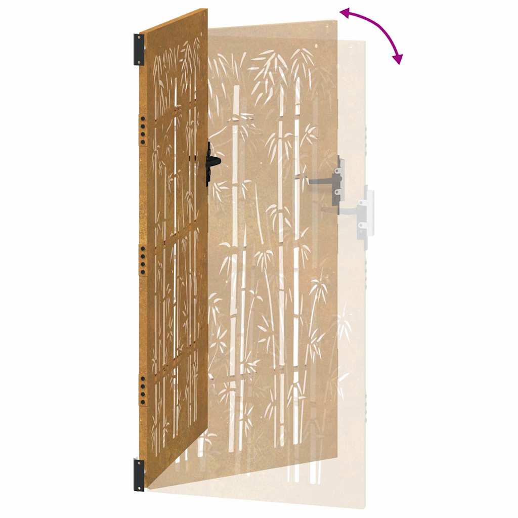 Garden Gate 105x180 cm Corten Steel Bamboo Design