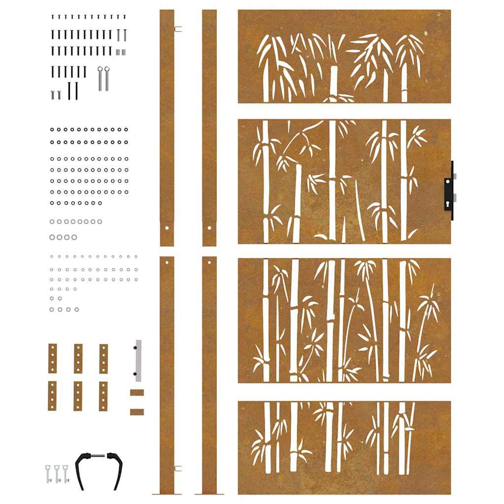 Garden Gate 105x180 cm Corten Steel Bamboo Design