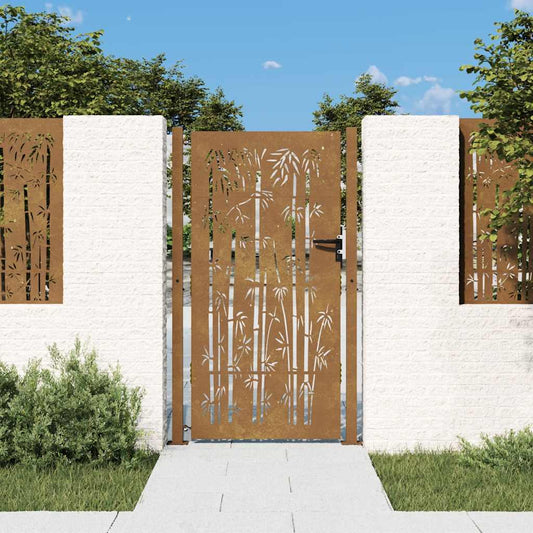 Garden Gate 105x180 cm Corten Steel Bamboo Design
