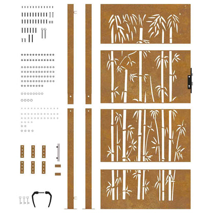 Garden Gate 105x205 cm Corten Steel Bamboo Design