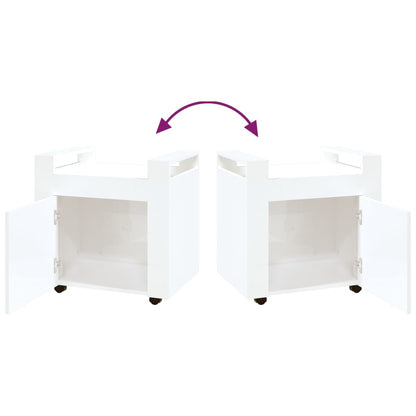 Desk Trolley High Gloss White 60x45x60 cm Engineered Wood