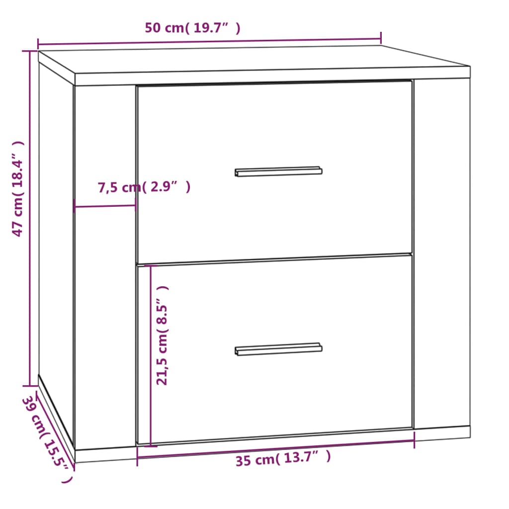 Bedside Cabinet Concrete Grey 50x39x47 cm
