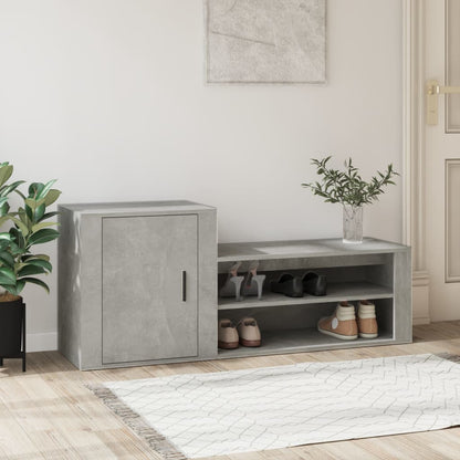 Shoe Cabinet Concrete Grey 130x35x54 cm Engineered Wood