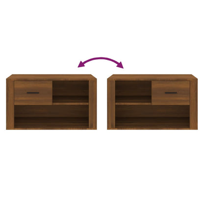 Shoe Cabinet Brown Oak 80x35x45 cm Engineered Wood