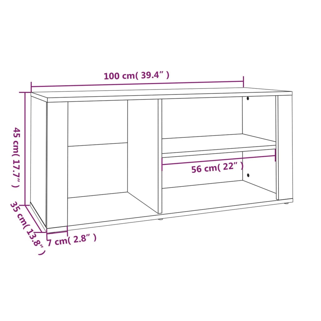 Shoe Cabinet Smoked Oak 100x35x45 cm Engineered Wood