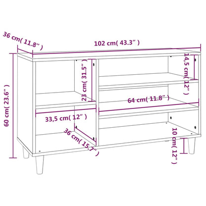 Shoe Cabinet Brown Oak 102x36x60 cm Engineered Wood
