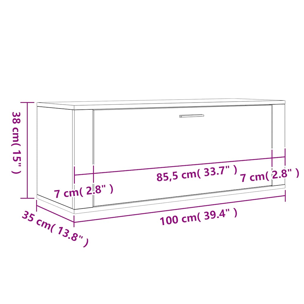 Wall Shoe Cabinet Sonoma Oak 100x35x38 cm Engineered Wood