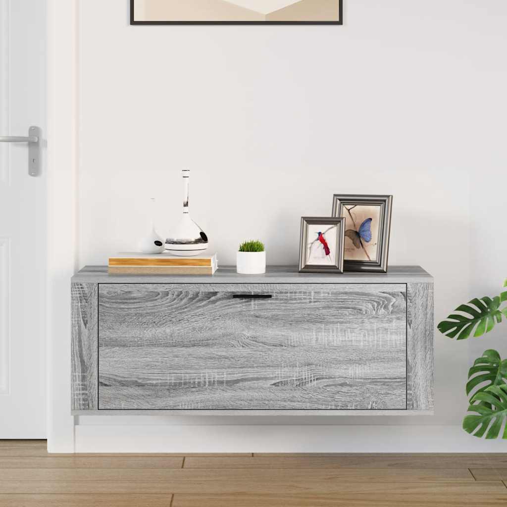 Wall Shoe Cabinet Grey Sonoma 100x35x38 cm Engineered Wood