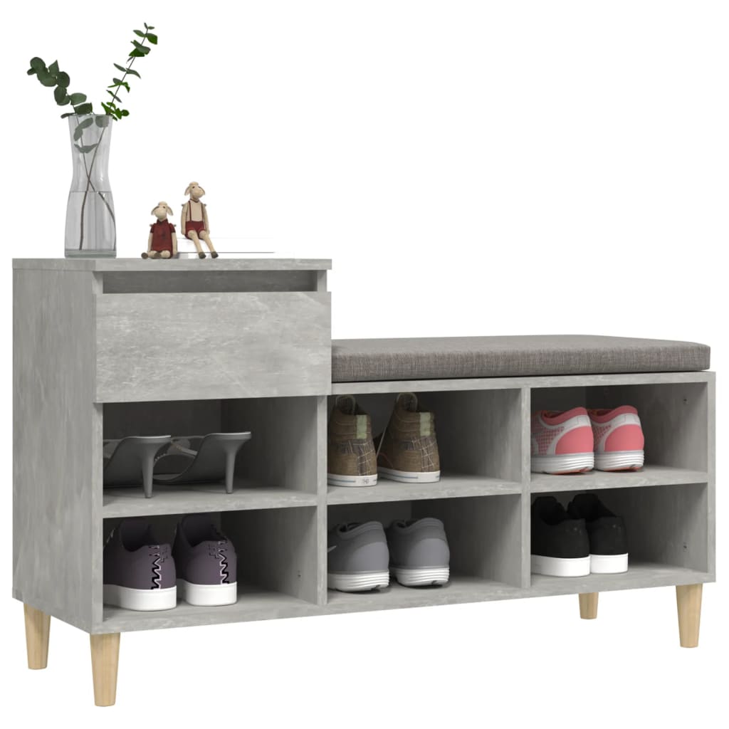 Shoe Cabinet Concrete Grey 102x36x60 cm Engineered Wood