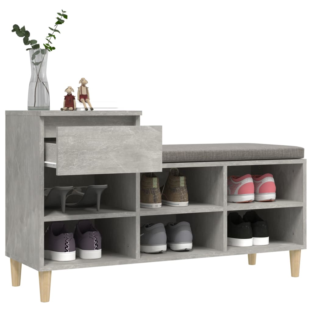 Shoe Cabinet Concrete Grey 102x36x60 cm Engineered Wood