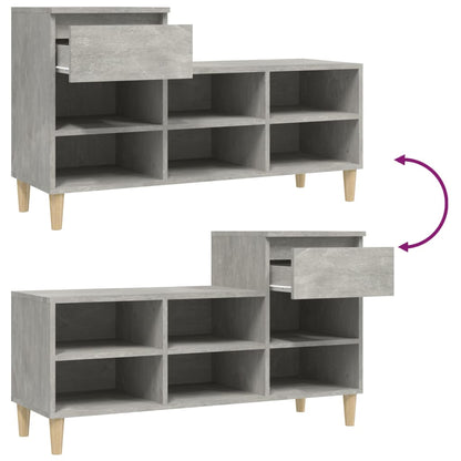 Shoe Cabinet Concrete Grey 102x36x60 cm Engineered Wood