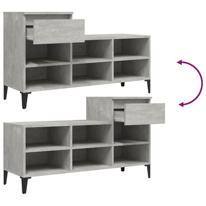 Shoe Cabinet Concrete Grey 102x36x60 cm Engineered Wood