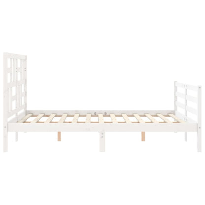 Bed Frame without Mattress White King Size Solid Wood