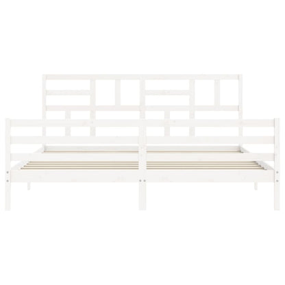 Bed Frame without Mattress White Super King Size Solid Wood